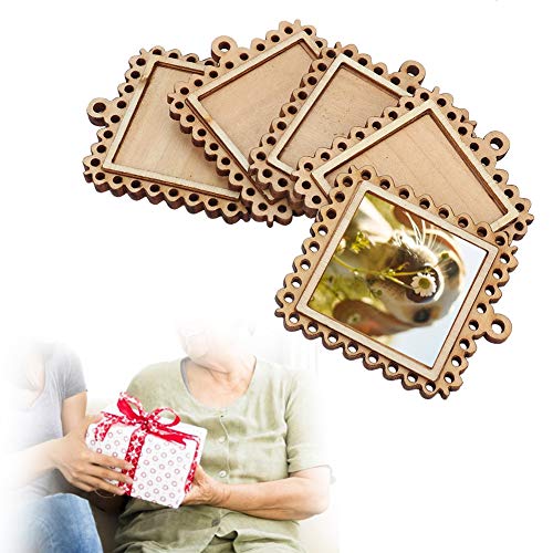 Oumefar Fotorahmen Mini aus Holz, 5 Stück Set, Rechteckig Prägedesign, Blanko Basis, Schlüsselbund oder Tablett Deko, für Erinnerungen, Geschenke, Home Decor von Oumefar