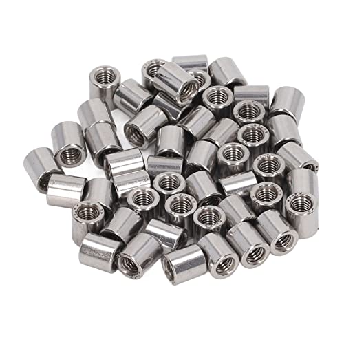 Oumefar 50 Stück Zylindrische Überwurfmutter 304 Edelstahl Überwurfmutter M6x1.0 10 L11mm Runde Verbindungsmuttern von Oumefar