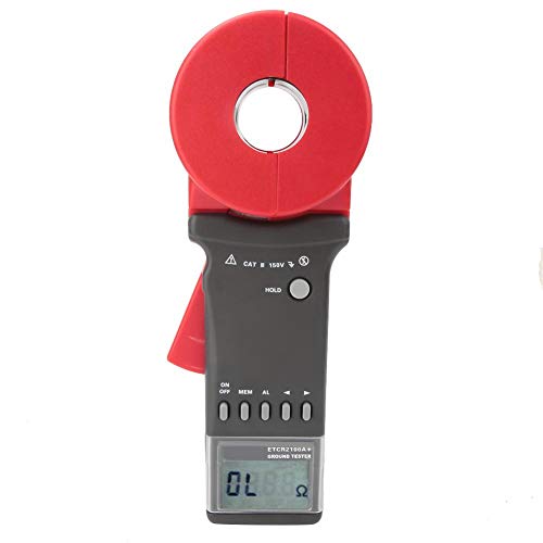 Oumefar Digitale Klemme am Erdungswiderstandstester Handheld LCD Display Messgerät Elektrischer Durchgangsmesser mit Datenspeicher Aluminiumbox (runder Mund) von Oumefar