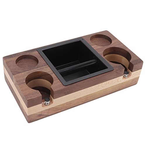 Oumefar Holzkaffee -Klopfen -Kiste, 12,6 X 6,5 X 3,0 Zoll Kaffee Klopfenschlacke Aufbewahrungsbox, Kaffeemanipshalter mit Verstellbarer Höhe für Baristas Home Coffee Brewing Walnuss (Typ 3) von Oumefar