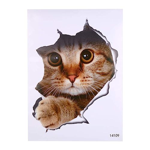 Moderne 3D-Cartoon-Katzen Hunde Tier Wandaufkleber Badezimmer Wandtattoo Toilettensitze Aufkleber Wasserdichte Aufkleber Home Decor(Katze 1) von Oumefar