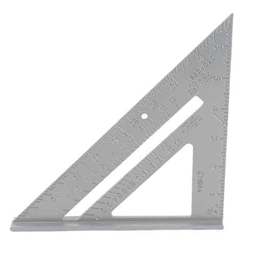 Oumefar Rafter Square 7 Zoll Dreieck Carpenter Square Aluminiumlegierung Metrik Imperial Multifunktionales Holzbearbeitungswerkzeug für Carpenters Builder -Enthusiasten Silber 18 Cm (Silber) von Oumefar