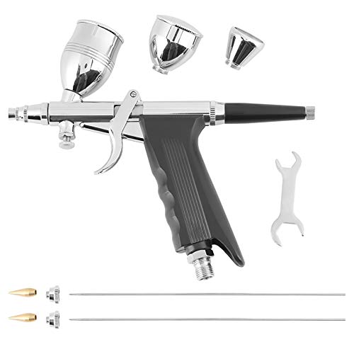 Oumefar Schwerkraftsprühpistole Airbrush Kit Professionell 0,3 Mm 0,5 Mm 0,8 Mm Düsen mit 3 Tassen für Farbmodelle Leder Kleidung Autos Druckmetallplastik von Oumefar