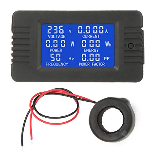 Oumefar PZEM-022 LCD-Digitalanzeige Power Panel Digitaltester Digitalanzeige Amperemeter Voltmeter Multimeter mit geteiltem Stromwandler Multifunktions-Batterieüberwachungsmesser AC KWh Volt Amperemeter mit geschlossenem Typ CT 100A für Industriebatterien von Oumefar