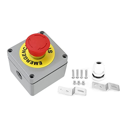 Notausschalter Not Aus Taster Roter Pilz Schalterstation Stop Control Switch Red Mushroom Handbuch IP666 für Strom EIN AUS(80 * 75 * 60) von Oumefar