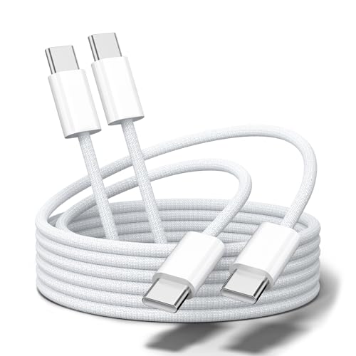 Oumida USB C auf USB C Kabel, Nylon USB-C Ladekabel kompatibel mit iPhone 16 Pro Max, iPhone 15, Galaxy S24 S23 A55 A25 A15 MacBook Air M2 iPad Pro 12.9 iPad Air 5/Mini 6, Pixel 9 usw (Weiß*2) von Oumida