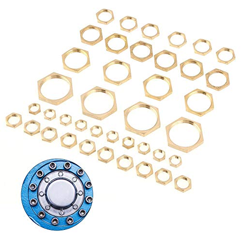Gold dünne Mutter Messing Kontermutter Sortiment 40 Stück sortiert G1 / 8 G1 / 4 G3 / 8 G1 / 2 G3 / 4 G1 Gewinde Rohrverschraubung Messing Sechskant Kontermuttern Dünne Mutter von Oumij