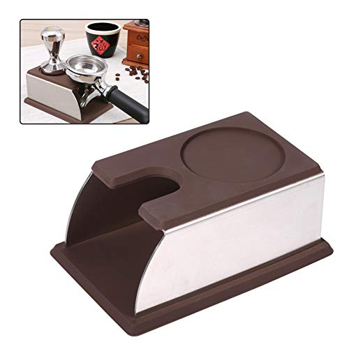 Kaffee Tamper Ständer Kaffee Tamping Ständer Kaffeepulver Maker Ständer Rack Edelstahl + SilikonTamper Station für Kaffeemaschine für Kaffee Stampfer Zubehör(Dunkelbraun) von Oumij