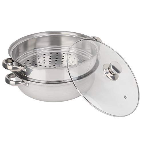 Dampfgarer 2 Tier Set, 27cm Dampfgarer Topf mit Glasdeckel Kochtopf Edelstahl Kochgeschirr Herd Kochen Dampftopf von Oumij