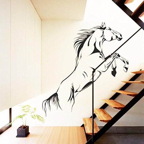 Ouneed® Wandaufkleber Wandtattoo Wandsticker, Schwarzes laufendes Pferden-Wand-Aufkleber-entfernbares Vinylabziehbild-Kunst-Wandhauptdekor von Ouneed