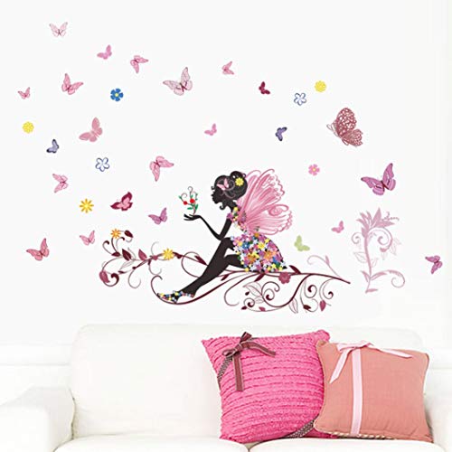 Ouneed® Wandaufkleber Wandtattoo Wandsticker , Schmetterlings Fee Aufkleber Schlafzimmer Wohnzimmer Wände (Rosa) von Ouneed