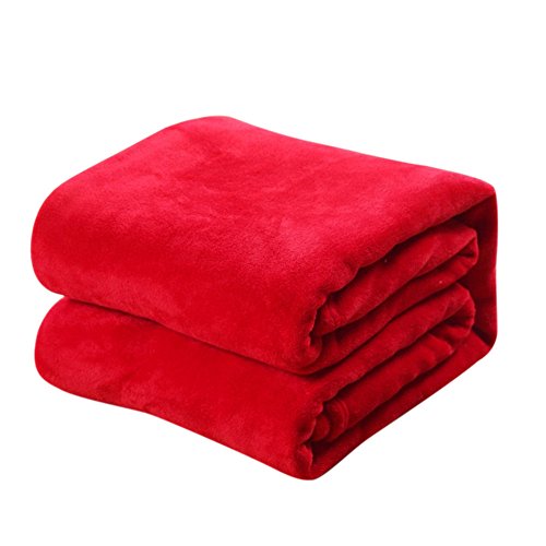 Ouneed® Kuscheldecken,Kuscheldecke PV Longhair Blanket Microfaser Kunstfell TV Decke Tages Klimaanlage Decke für Couch Bett Leicht Flauschig 50 * 70cm (Rot) von Ouneed