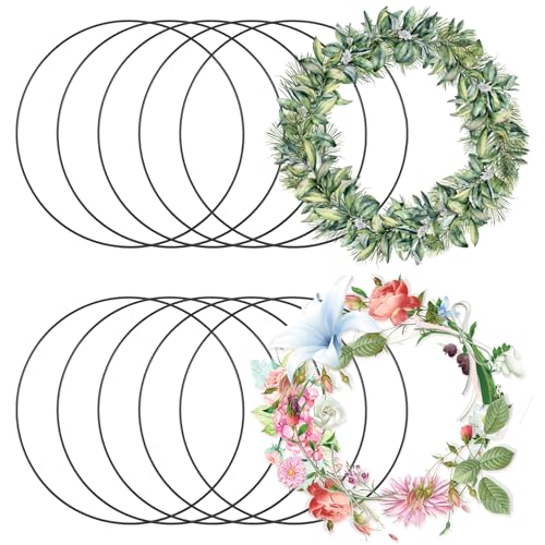 Oungy 10 Stück Metallringe Zum Basteln 30cm Metallring Schwarz Metallringe aus Metall Dekoring Drahtring für Hochzeit DIY Floral Hoop, Traumfänger, Hochzeitskranz, Wandbehang Handwerk von Oungy