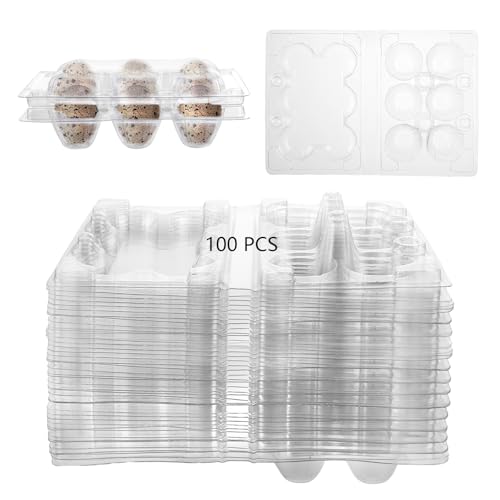 Oungy 100 Stück Wachteleierschachteln mit Deckel, 6 Gitter Wachteln Eierschachtel, Transparente Eierkartons Eierpaletten, Kunststoff Wachtel Zubehör für Kühlschrank, PVC Wachteleier 6er Oungy 100 Stück Wachteleierschachteln mit Deckel, 6 Gitter Wachteln Eierschachtel, Transparente Eierkartons Eierpaletten, Kunststoff Wachtel Zubehör für Kühlschrank, PVC Wachteleier 6er von Oungy
