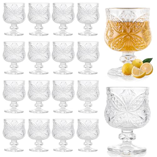 Oungy 18 Stück Schnapsgläser mit Stiel, 1,5oz/45 ml Likörgläser mit Stiel, 4 cl Eierlikör Gläser aus Glas, Klare Limoncello Gläser, Portwein Gläsere Espresso Martini Gläsere, Kelchgläser, Likörschalen von Oungy
