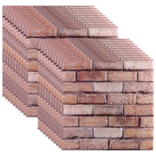 Oungy 20 Stück 3D Wandpaneele Selbstklebend, 30 x 30 cm Tapete Steinoptik, Deko Wandverkleidung Steinoptik, PVC Steintapete 3D Optik, Wandpaneele Steinoptike für Innenbereich, Geschäftsräume von Oungy
