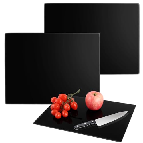 Oungy 3 Stück Schneidebrett Glas 40x30 cm, Gehärtetem Glasschneidebrett, Schwarz Glas Schneidebrett, Glasplatte mit Rutschfesten Silikonfüßen, als Küchenbrett, Schneidunterlage und Servierplatte Oungy 3 Stück Schneidebrett Glas 40x30 cm, Gehärtetem Glasschneidebrett, Schwarz Glas Schneidebrett, Glasplatte mit Rutschfesten Silikonfüßen, als Küchenbrett, Schneidunterlage und Servierplatte von Oungy