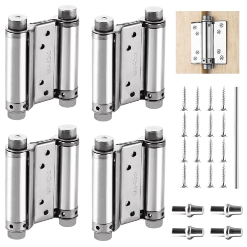 Oungy 4 Stück Pendeltürscharnier Edelstahl, 120mm Schwingtür Scharnier, Pendeltürbeschlag Selbstschließend, 10 kg Tragfähigkeit, Federscharnier für Pendeltür Schwingtür, Theke, und Holztüren (3 Zoll) von Oungy
