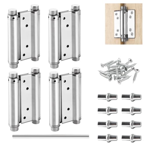 Oungy 4 Stück Pendeltürscharnier Edelstahl, 130mm Schwingtür Scharnier, Pendeltürbeschlag Selbstschließend, 15 kg Tragfähigkeit, Federscharnier für Pendeltür Schwingtür, Theke, und Holztüren (4 Zoll) von Oungy