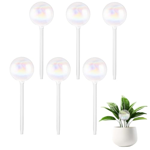 Oungy 6 Stück Bewässerungskugeln aus Glas, Transparent Pflanzenbewässerung Indoor Glas Wasserspender Pflanzen, Zimmerpflanzen Bewässerung, Selbstbewässerung Bewässerung Zimmerpflanzen für Außenbereich von Oungy