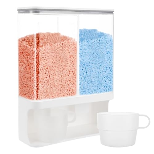 Oungy Wall Mounted Waschpulver Aufbewahrungsbox, 3L Waschmittelbox mit Messbechern, Kunststoff Waschpulver Dosierer Waschmittel Spender für Wäscheparfüm, Waschpulvers, Kleine Feste Körner von Oungy
