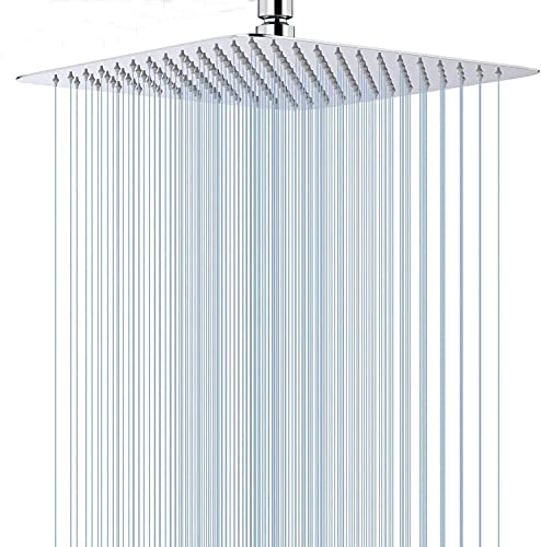 Duschkopf Regendusche 10 Zoll/25cm Oupukle Regenduschkopf Quadratisch Ultra dünn Regenbrause Kopfbrause SUS304 Edelstahl poliert Spiegeleffekt mit Anti-Kalk-Düsen (10" Quadratisch) von Oupukle