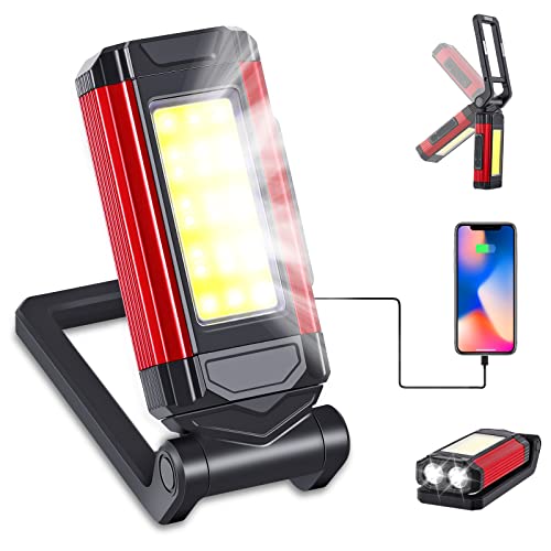 Arbeitsleuchte LED Werkstattlampe 7 Modi 2*XPE+COB LED IP67 Wasserdicht Taschenlampe 360° Drehbare COB Magnetisch Arbeitslampe für Auto KFZ Camping Werkstatt Notfall von OurLeeme