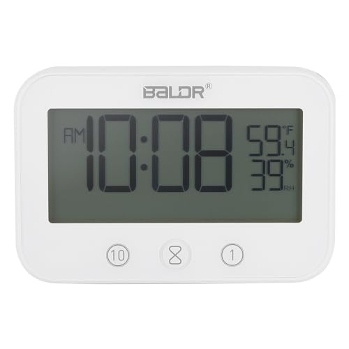 Badezimmeruhr mit Großer LCD Anzeige Badezimmer Uhr Luftfeuchtigkeit Temperaturanzeige Timer IP54 Wasserdicht mit Mit Verbesserter Doppelsaugnapf Steuerung Countdown-Timer-Uhr für Home Badezimmer von OurLeeme