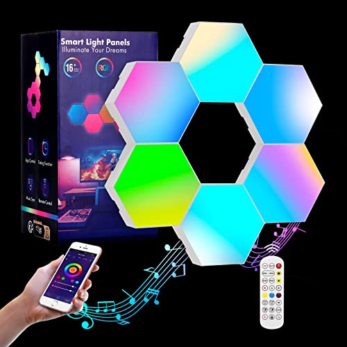 Hexagon LED Licht, Sechseckige LED Wandleuchten RGB mit Fernbedienung, Intelligente Gaming Deko Lampe DIY Geometrie Spleißen Quantum Leuchte mit USB Strom LED Panel für Gaming Party Deko Valentinstag von OurLeeme