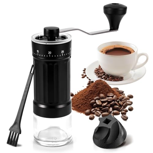Manuelle Kaffeemühle, tragbare Handkaffeemühle mit hochpräzisem Keramik-Kegelmahlwerk, 30 g Fassungsvermögen, 40 einstellbare Stufen, geeignet für Espresso, Reisen, Camping, Büro, Pour Over Manuelle Kaffeemühle, tragbare Handkaffeemühle mit hochpräzisem Keramik-Kegelmahlwerk, 30 g Fassungsvermögen, 40 einstellbare Stufen, geeignet für Espresso, Reisen, Camping, Büro, Pour Over von OurLeeme