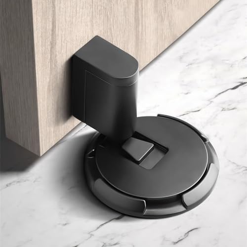 Mechanischer Türstopper ohne Bohren - Windfester Türhalter mit Drucktechnik, selbstklebend & höhenverstellbar, Türpuffer aus Zinklegierung für Home/Office (Grau) von OurLeeme