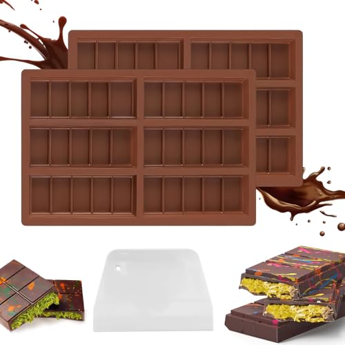 Schokoladenform Silikon Dubai, 2 Stück Lebensmittelqualität Silikon Form für Dubai Schokolade Rechteck Tiefe Schokolade Form für Praline Süßigkeiten mit Schaber für Valentinstag Geburtstag Schokoladenform Silikon Dubai, 2 Stück Lebensmittelqualität Silikon Form für Dubai Schokolade Rechteck Tiefe Schokolade Form für Praline Süßigkeiten mit Schaber für Valentinstag Geburtstag von OurLeeme