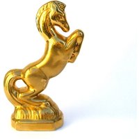 Mid Century Keramik Pferd Buchstütze Gold Akzent Hollywood Regency Dekor von OurModernHistory