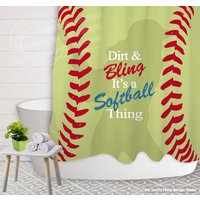 Mädchen Softball Duschvorhang Kinder Badezimmer Dekor Dirt & Bling Es Ist Eine Sache Sport Thema von OurSecretPlace