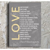 "Personalisiertes Hochzeitsdatum Zeichen "Love Is Patient 1 Korinther Wichtige Daten" Religiöse Wandkunst Personalisiertes Jahrestagsgeschenk Für von OurSecretPlace