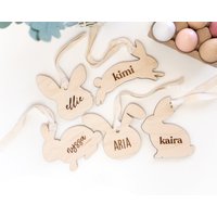 Personalisierte Ostern Korb Bunny Namen Tags | Benutzerdefinierte Holz Namensschild Osterkorb Dekoration Gravieren Kinder Osternest von OurVibesCoShop