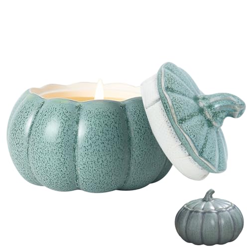 Herbst Duftkerzen Kürbis Kerze Halloween Geschenk Pumpkin Kerzen Deko für Party Geburtstag Thanksgiving, Natürliches Sojawachs Kerze Kürbisform Zimmer Hause Dekor für Erntedankfest Halloween,Grün von Ourdort