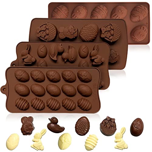 Ostern Silikon Schokoladenformen,Silikon-Schokoladenform Ostereier,Schokoladenform Osterhase,Ostern Ei Form Schokoladenform,Kuchen Schokoladenform Set,für Schokoladenkuchen Backformen (4PCS) von Ourdort