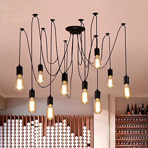 Lrpiyvo Kronleuchter Industrie Pendelleuchte Vintage Retro Spinne Lampe Hängend Deckenleuchte Hängelampe Pendellampe für Schlafzimmer Wohnzimmer Esszimmer von Lrpiyvo