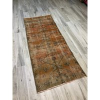 Kleiner Läufer Teppich, Orange Teppich, Oushak Teppich, Anatolien Teppich, Kleiner Teppich von OushakRugStores