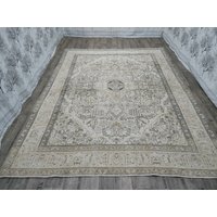 3x4M Handgefertigter Wollteppich Wohnzimmer - 27x4M Oushak Beiger Kelimteppich von OushakRugStudio