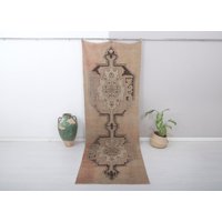 Vintage Ushak Woll Teppich Läufer 100 X 30 cm von OushakRugsARTS