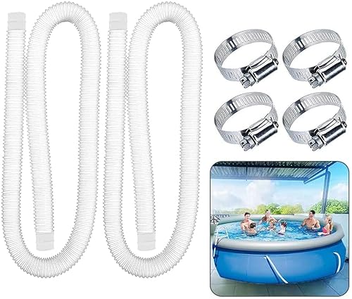 Ersatzschlauch für Schwimmbadpumpe, 2 Stück Schwimmbad-Ersatzschlauch mit 4 Metallklemmen, Pool-Filterschlauch für oberirdische Pools (32 mm) von Ousinby