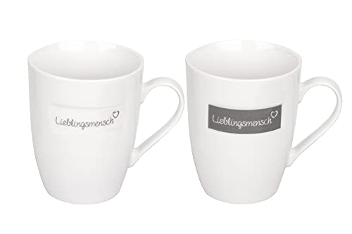 Bada Bing 2er Set Tasse Kaffeebecher Lieblingsmensch Herz 2-fach sortiert creme anthrazit von Out of the blue