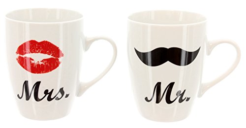 Kaffeebecher Set "Mr. und Mrs." für Mann und Frau als Geschenkset von BRUBAKER