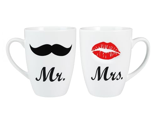 Kaffeebecher Set "Mr. und Mrs." für Mann und Frau als Geschenkset von BRUBAKER