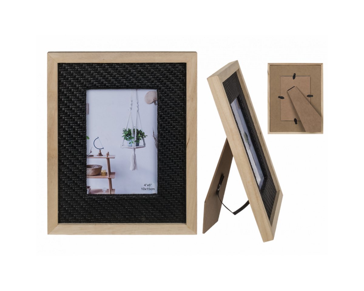 Out of the Blue Bilderrahmen Holz-Bilderrahmen, Black Rattan Optic, 10 x 15 cm von Out of the Blue