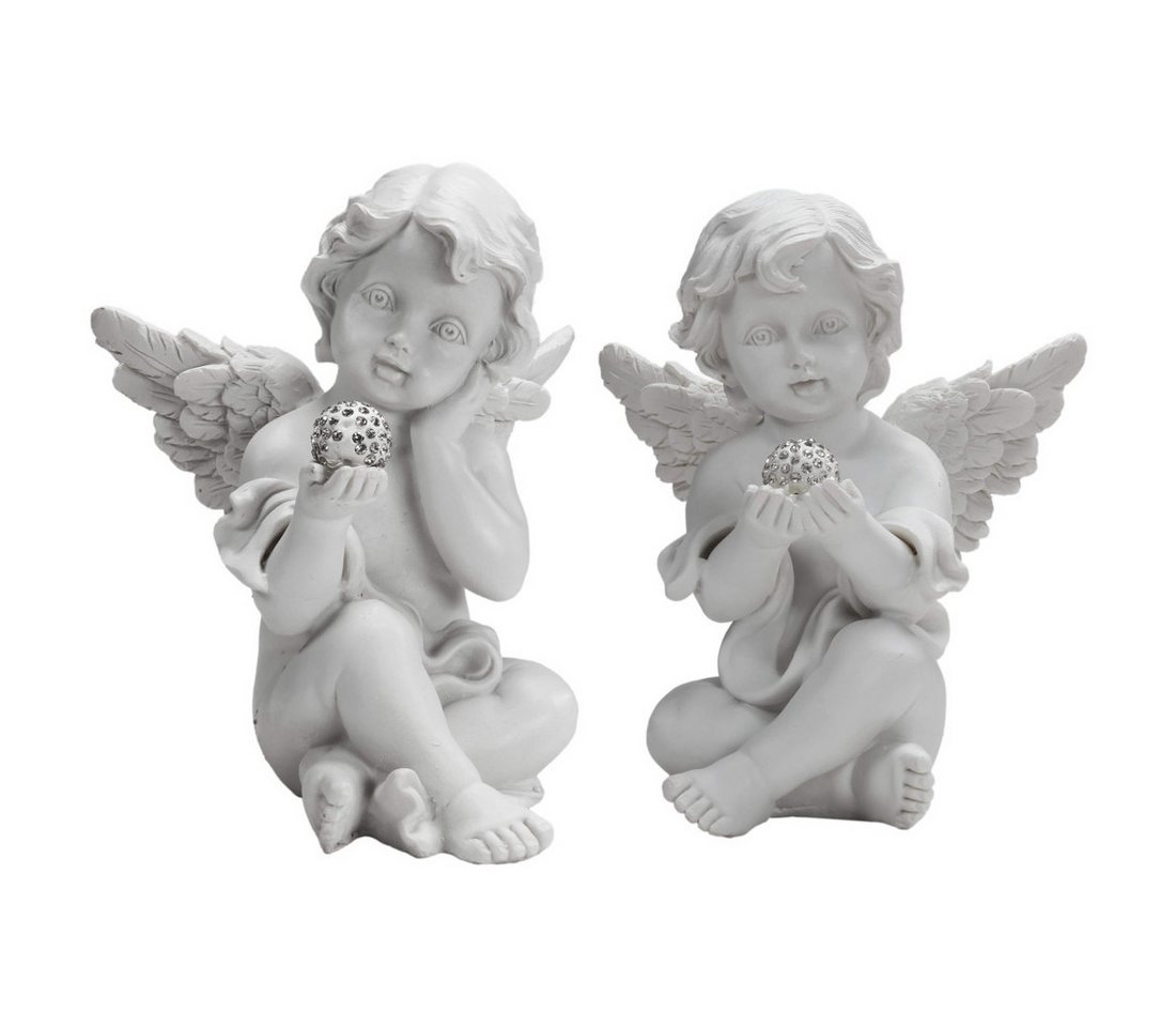 Out of the Blue Engelfigur 2er Set Polyresin Engel mit Kristalldeko, Engelsfiguren, Dekofigur (2 St), Kristalldekoration, Perfekt zu jedem Anlass, Dekofigur Engel von Out of the Blue