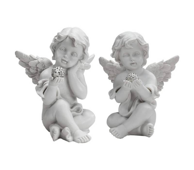 Out of the Blue Engelfigur 2er Set Polyresin Engel mit Kristalldeko, Engelsfiguren, Dekofigur (2 St), Kristalldekoration, Perfekt zu jedem Anlass, Dekofigur Engel von Out of the Blue