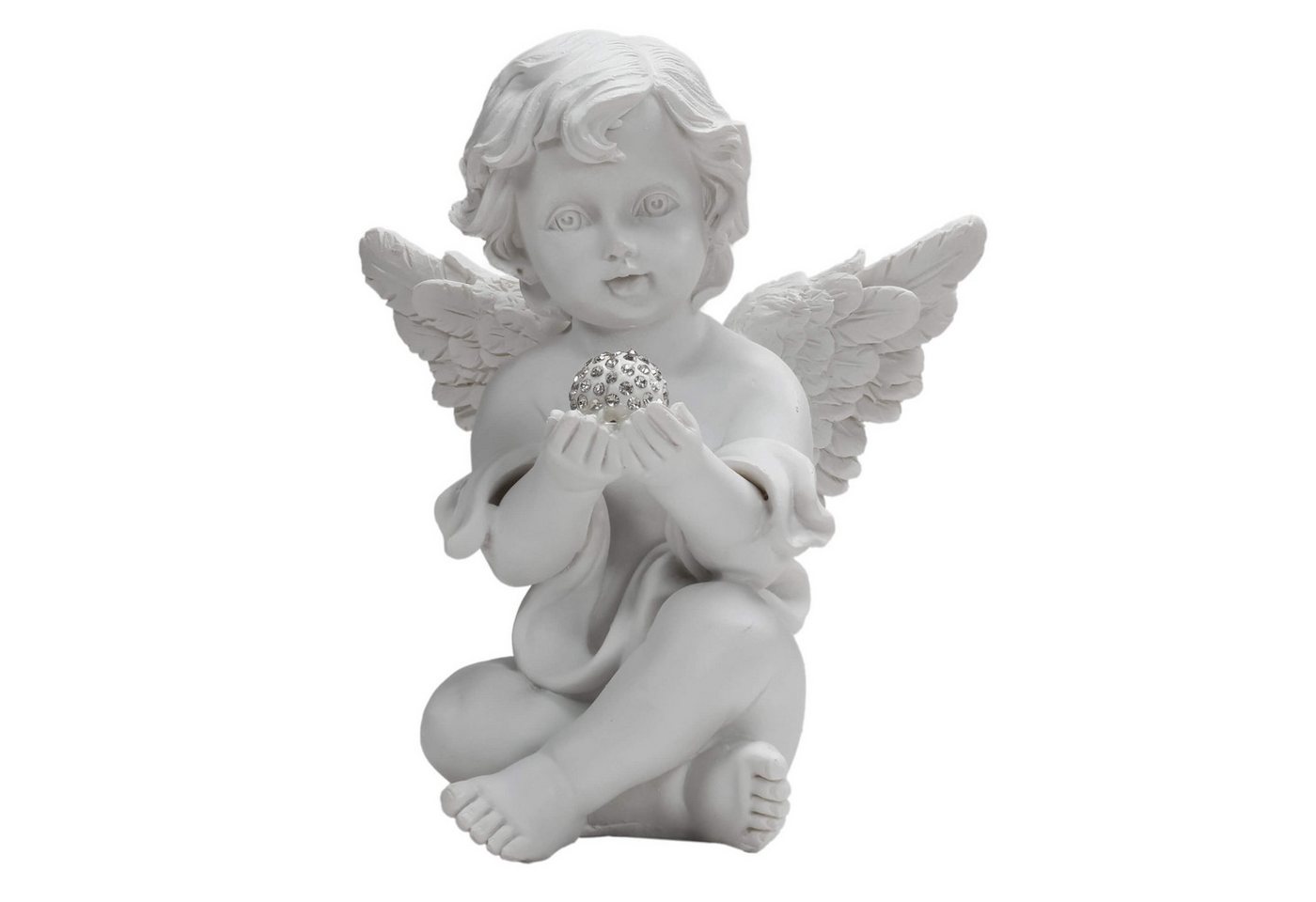 Out of the Blue Engelfigur Engelfigur, weißer Polyresin Engel mit Kristalldeko (1 St), Kristalldekoration, Perfekt zu jedem Anlass, Dekofigur Engel von Out of the Blue